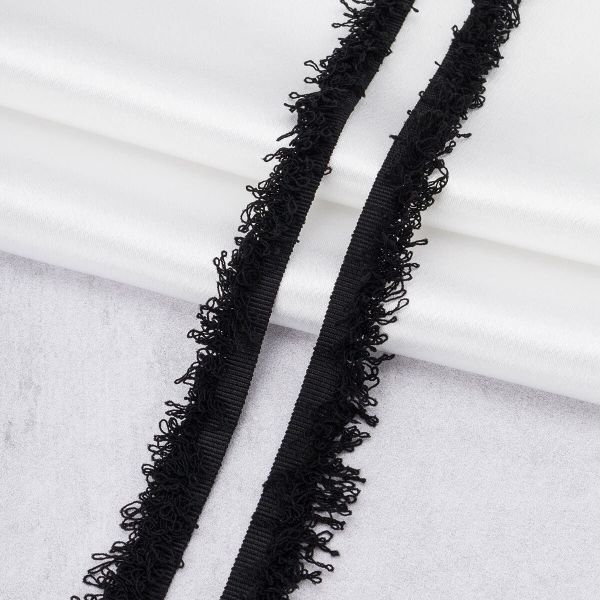 Кант декоративный с бахромой 20 мм / 82.29 метра, черный, 3Al275