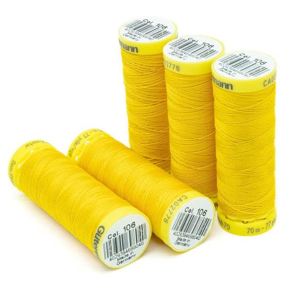Нитки отделочные Gutermann Deco Stitch 70, 70м, 106 т.желтый, 5 катушек
