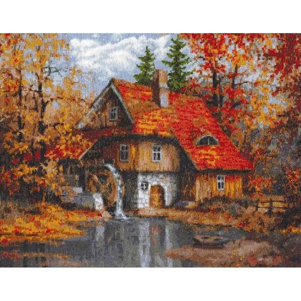 Набор для вышивания нитками Палитра, Водяная мельница, 39х30 см