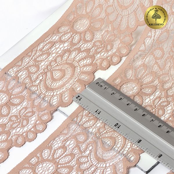 Кружево эластичное (стрейч) 90 мм, YSTL00839/N, цв.168 серебристый пион уп.25м, Kruzhevo