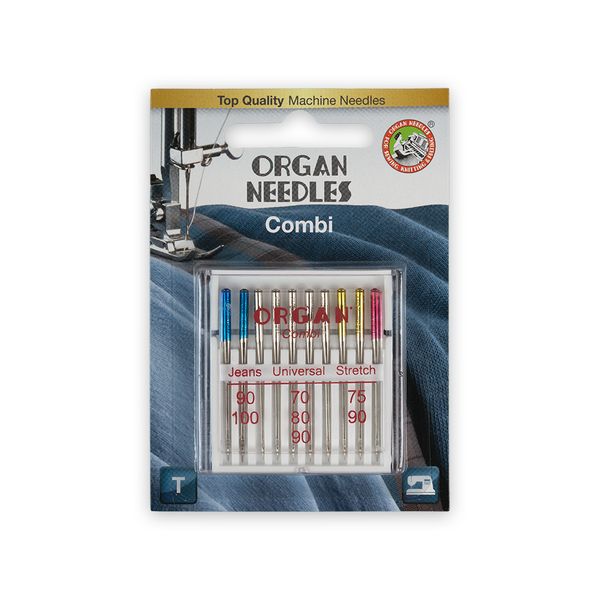 Иглы для швейных машин набор 130/705 H, №70-100, COMBI, 10 игл, 5111000BL ассорти, ORGAN