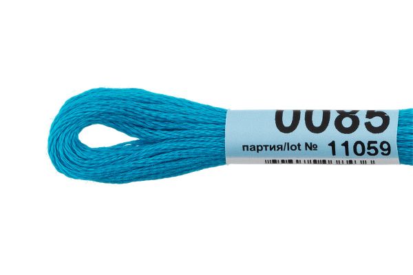 Мулине Gamma 100% хлопок, цв.0085 яр-бирюзовый, 24 мотка по 8 метров