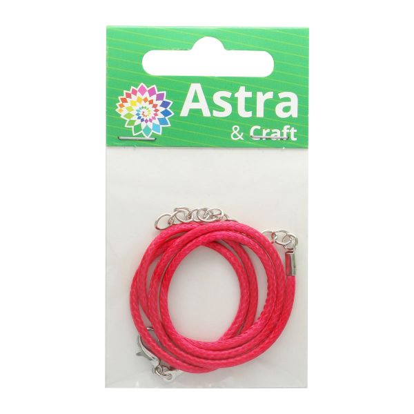 Шнур вощеный с замком, 2мм, 45см. Astra&Craft (47 малиновый), 4AR343