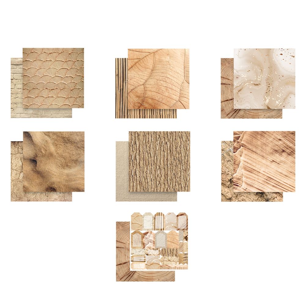 Набор бумаги для скрапбукинга 190 г/м², 20х20 см, 3х7 л, Вокруг меня, 2605 Бежевый, Mr.Painter PSR-Q