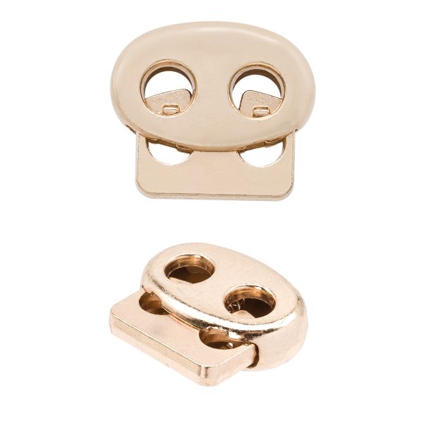 Фиксатор для шнура металл 1 отв., 15х17.8 мм, (in ⌀4 мм), 25 шт, золотой, MFR13