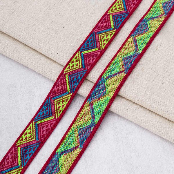 Резинка для подтяжек (помочная) 25.0 мм, / 20 метров, 278 малиново-салат-я.бирюза