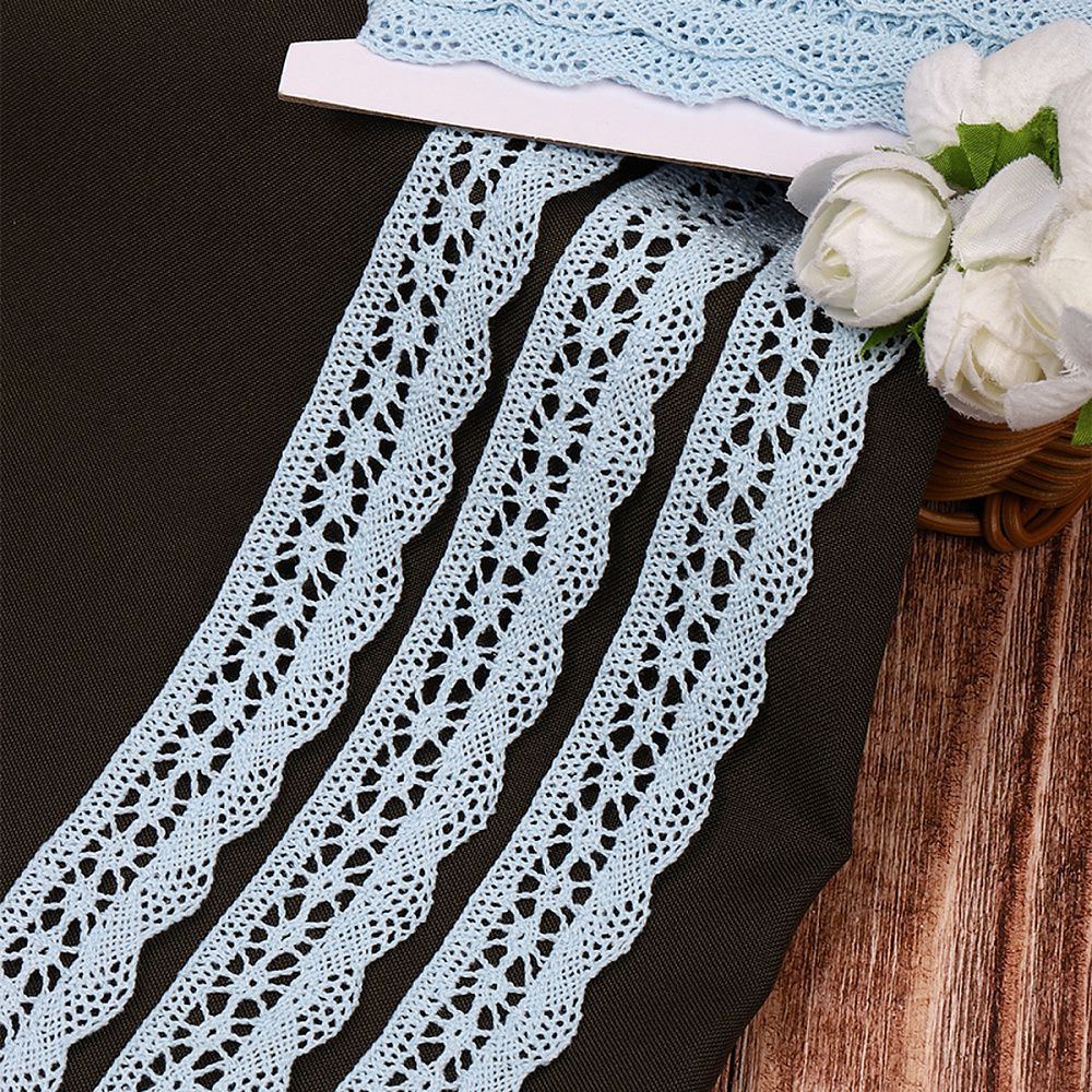 Кружево вязаное (тесьма) 27 мм / 10 метров, хлопок, TBY.1005, F183 голубой