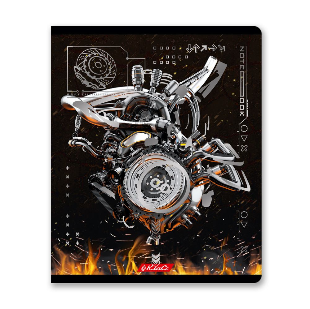 Тетрадь ученическая общая, матовая ламинация + тиснение серебряной фольгой, A5+ 96 л. на скобе 60 г/м², белизна 100%, 5 шт, клетка в термоусадочной пленке, 000779 Железное сердце, Светоч 96ТЕТк-007