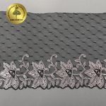 Кружево на сетке широкое 205 мм, диз.OG43, цв.черный, правая, 6м, Kruzhevo