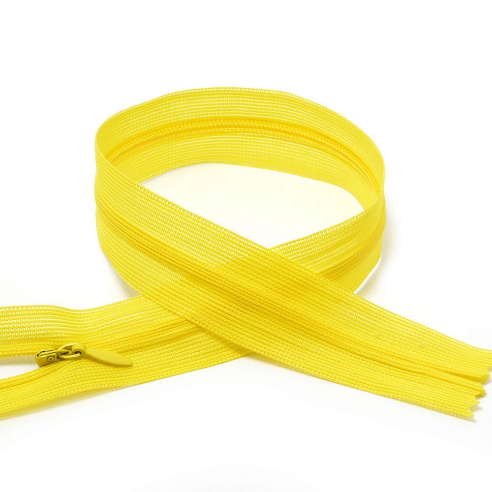 Молния потайная (скрытая) Т3 (3 мм) 1 зам., н/раз., 50 см, цв.F110 желтый уп.50 шт