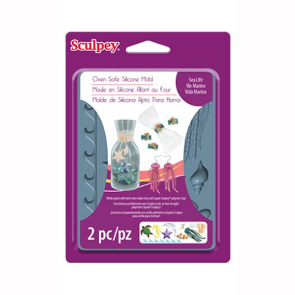 Форма силиконовая для слепков Sculpey Silicone Bakeable Mold, 61 Sea Life, Sculpey APM