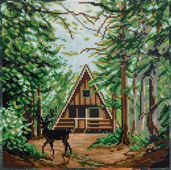 Алмазная (кристальная) мозаика Фрея ALPD-201, на подрамнике Олень на лесной опушке, 30х30 см