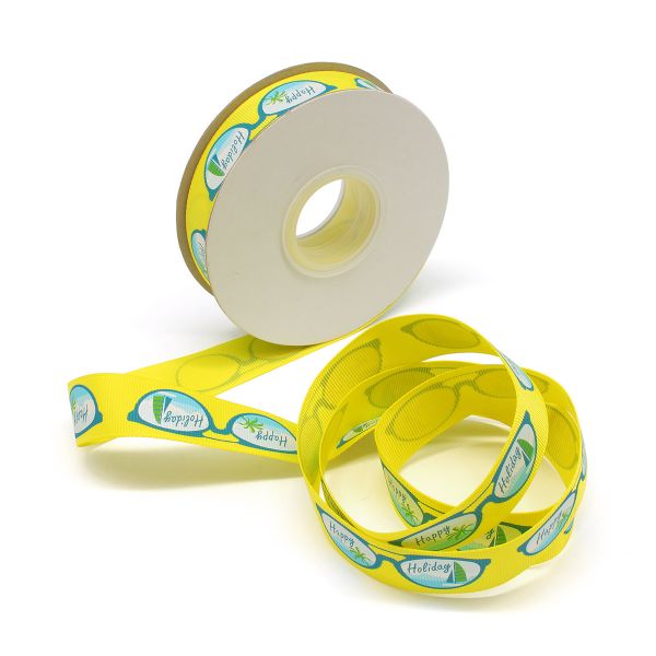 Лента репсовая (в рубчик) PREMIUM Очки 22 мм, 22,5м (525 желтый)