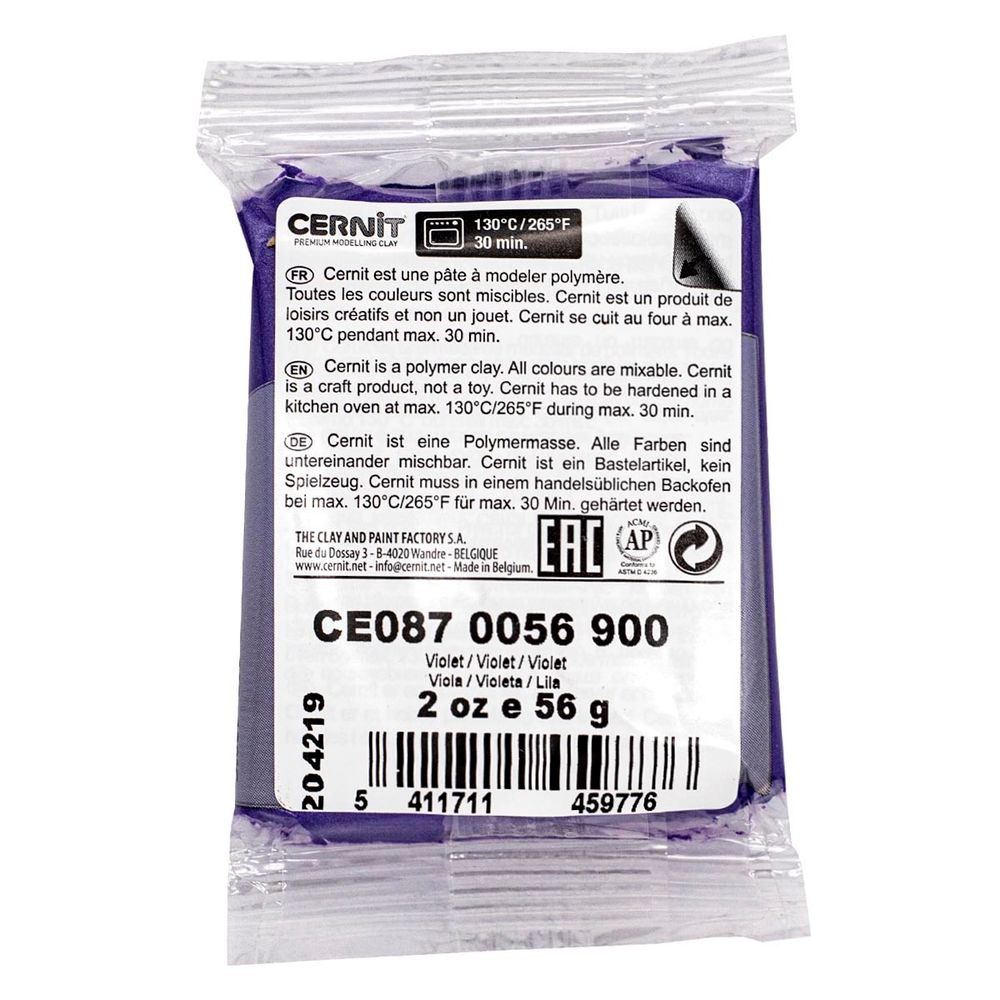 Полимерная глина Cernit Metallic запекаемая, имитация металла 56 гр, 900 фиолетовый