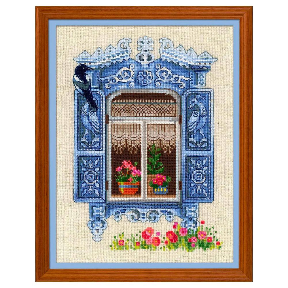 Набор для вышивания нитками Риолис, Окошко в Птичное 30х40см