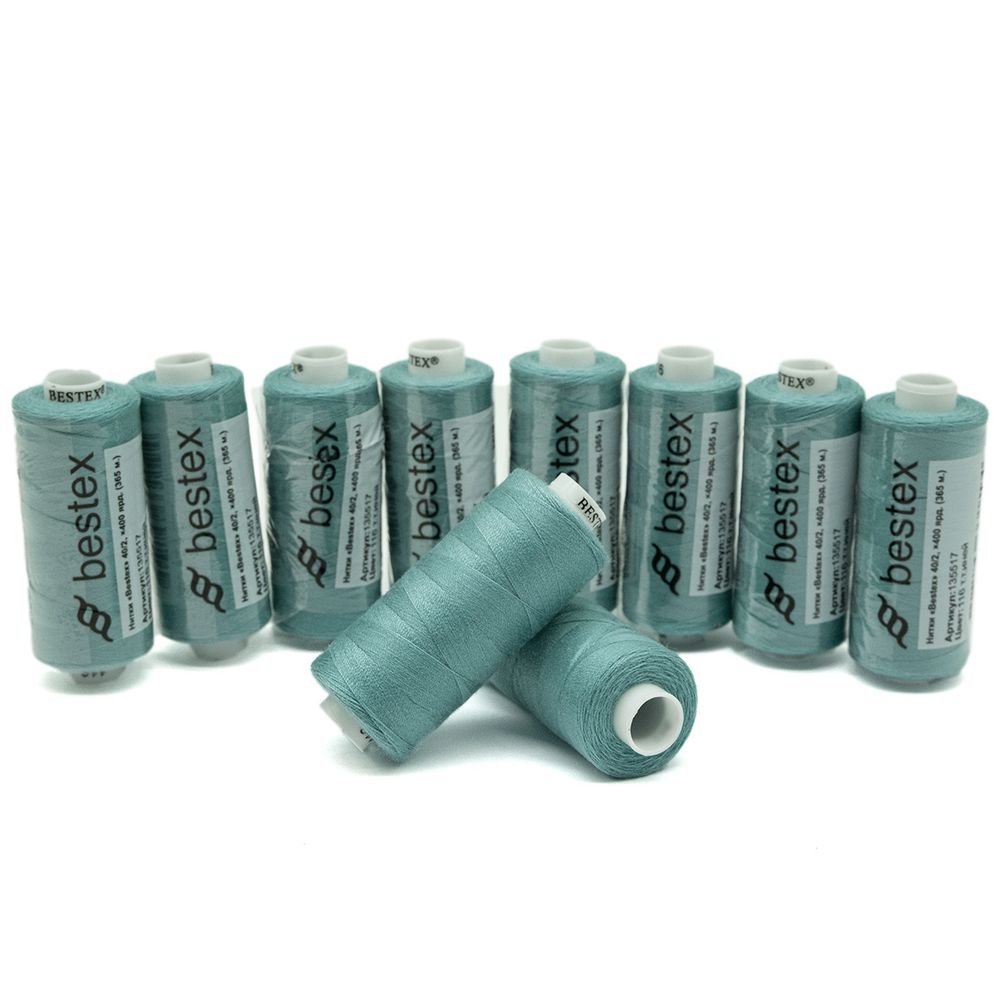 Нитки швейные бытовые Bestex 40/2, 365 м (400 ярд) / 10 кат., 116 мятно-бирюзовый