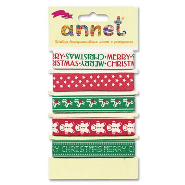 Набор декоративных лент LRS 16 мм, 5х5 цв, 005 Веселого Рождества, Annet LRS