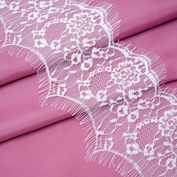 Кружево шантильи (реснички) на сетке 100 мм, белый, 15 м