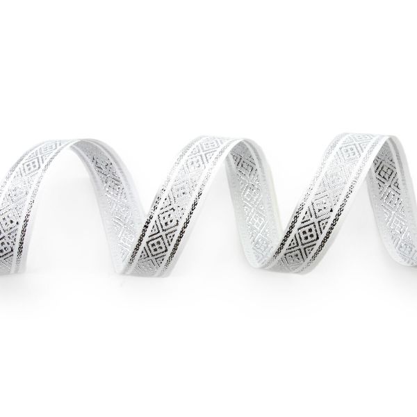 Тесьма металлизированная 15 мм / 25 метров, серебро