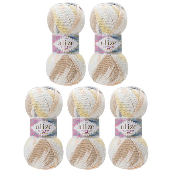 Пряжа Alize (Ализе) Happy Baby new Multi Colors / уп.5 мот. по 100 г, 320м, 52999 секционный