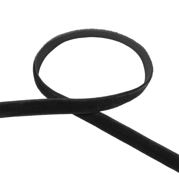 Лента бархатная (тесьма) эластичная 06.0 мм / 16.5±1 метра, 039 черный, Blitz VRE-06