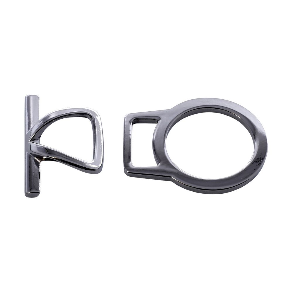 Пряжка-застежка 14 мм чер.никель мет. с кольцом, 10 шт