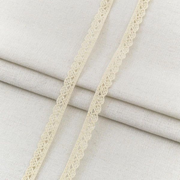 Кружево вязаное (тесьма) 10 мм / 18.2 метра, х/б, натуральный, А6420