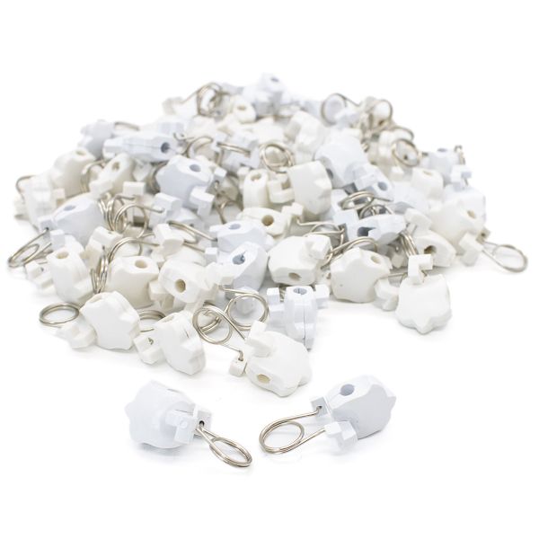 Зажим для штор 36 мм, пластик, белый, 60 шт