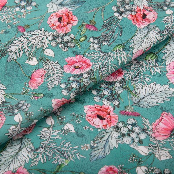 Ткань для пэчворка Peppy Дыхание лета, отрез 50х55 см, 140 г/м², ± 5 100% хлопок, ДЛ-17 зел