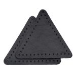 Заплатки пришивные из кожи, треугольник равносторонний 6см с перфорацией, 2 шт, 100% кожа, 01 черный, 9116
