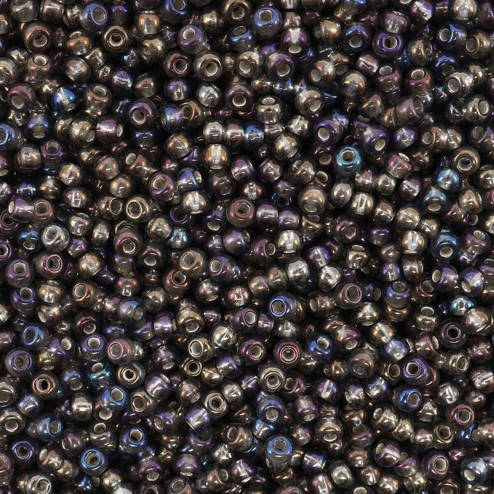 Бисер Preciosa прозрачный с серебр. центром и радужным покрытием 10/0 (2.3 мм), круг.отв, 50 г, (47019)