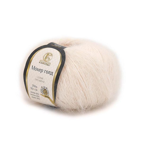 Пряжа Камтекс Мохер Голд / уп.10 мот. по 50 г, 250 м, цв.134 фарфоровый