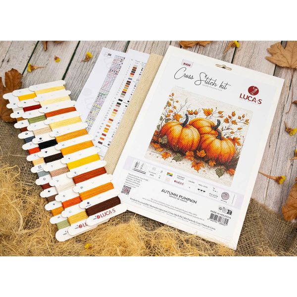 Набор для вышивания нитками Luca-S, Осенняя тыква 19х18см