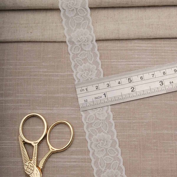 Кружево эластичное (стрейч) 26 мм / 13.7 метров, белый, 3AR1262