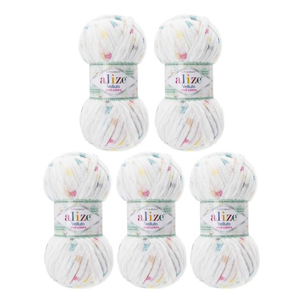 Пряжа Alize (Ализе) Mini Colors серия Бархат (Velluto) / уп.5 мот. по 100 г, 68м, 8112 принт