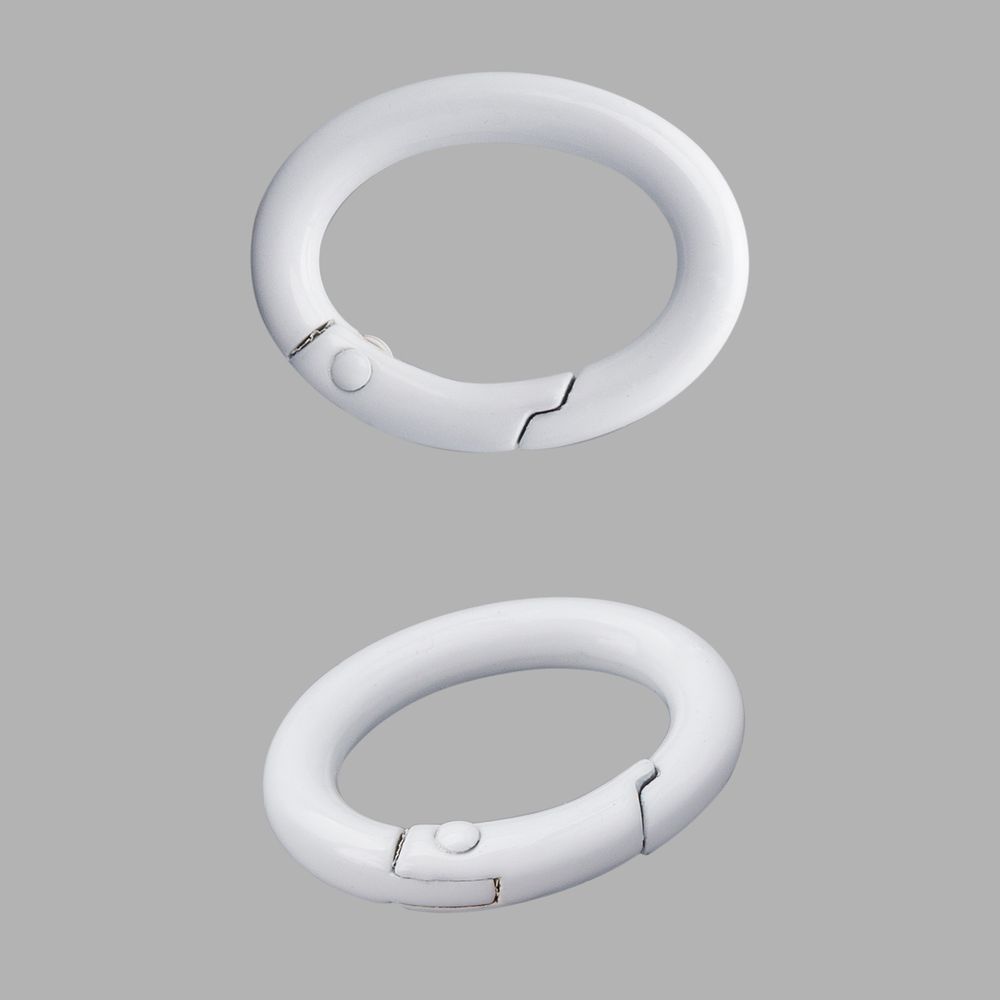 Карабин металл кольцо овал 20х11 мм, 10 шт, белый глянцевый, ГУ12863