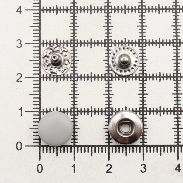 Кнопка Альфа (S-образная) ⌀10.0 мм, ≈144 шт, МЕТАЛЛ, эмаль, 523 св.серый матовый + отв.части чер.никель, ВТ-2, NEW STAR
