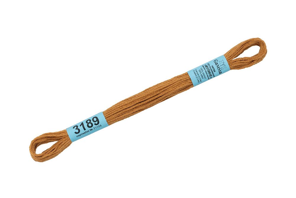 Мулине Gamma 100% хлопок, цв.3189 горчичный, 24 мотка по 8 метров