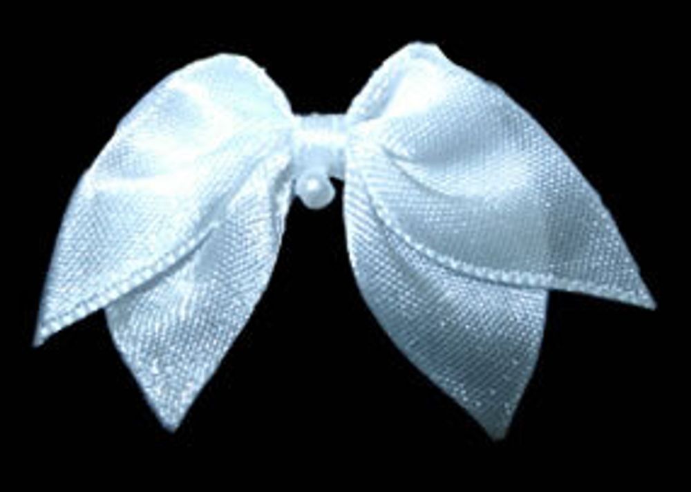 Бантики пришивные 5.2х2.6 см, с бусинкой, 10 шт, белый, Blitz 12