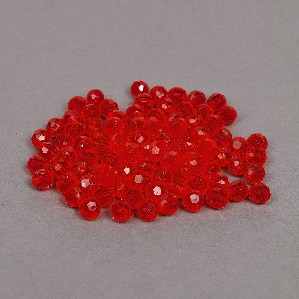 Бусины акрил ⌀10 мм, MG.3241-04, цв.04 красный, уп.500 г, Magic4Hobby