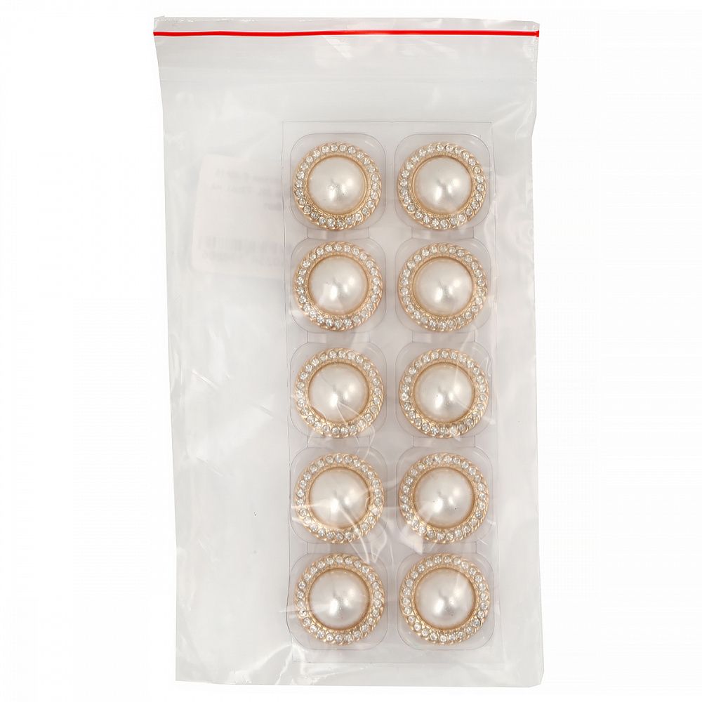 Пуговицы металлические на ножке 36L-23 мм, С-MP15 цв.золото/перламутр, 10 шт