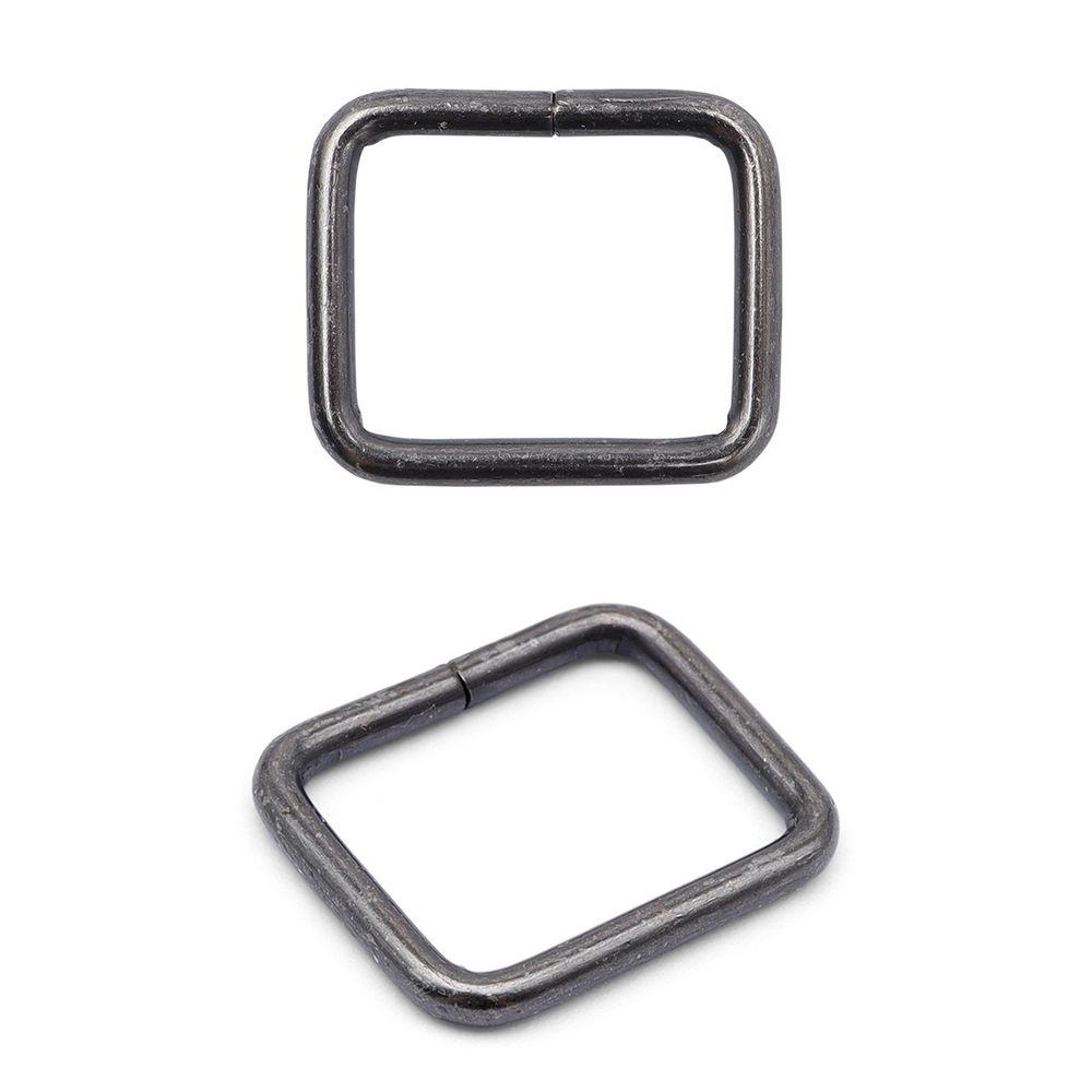 Рамка прямоугольная металл 15.5 мм /19.3х16.2 мм, ⌀1.9 мм/, чер.никель, 100 шт, 2AR029