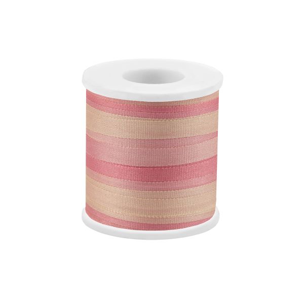 Лента (тесьма) шелковая 4.0 мм / 45.5±0.5 метров, M101 св. розовый/св. желтый, Gamma SRM-4