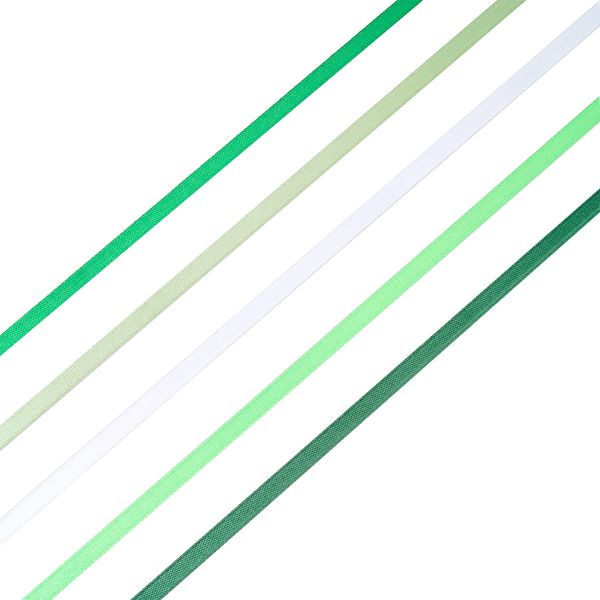 Набор атласных лент 5 цветов по 6.0 мм / 23 метра, зеленый микс