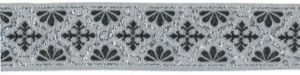 Лента (тесьма) жаккардовая 40.0 мм / 10±0.5 метров, (галун православный), серебро/черный, Gamma TRJ-66