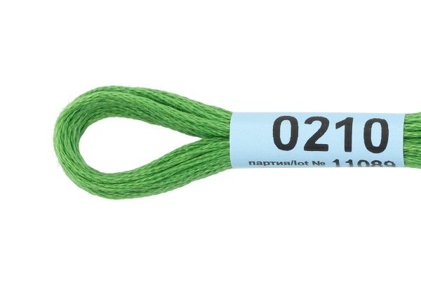 Мулине Gamma 100% хлопок, цв.0210 травяной, 24 мотка по 8 метров