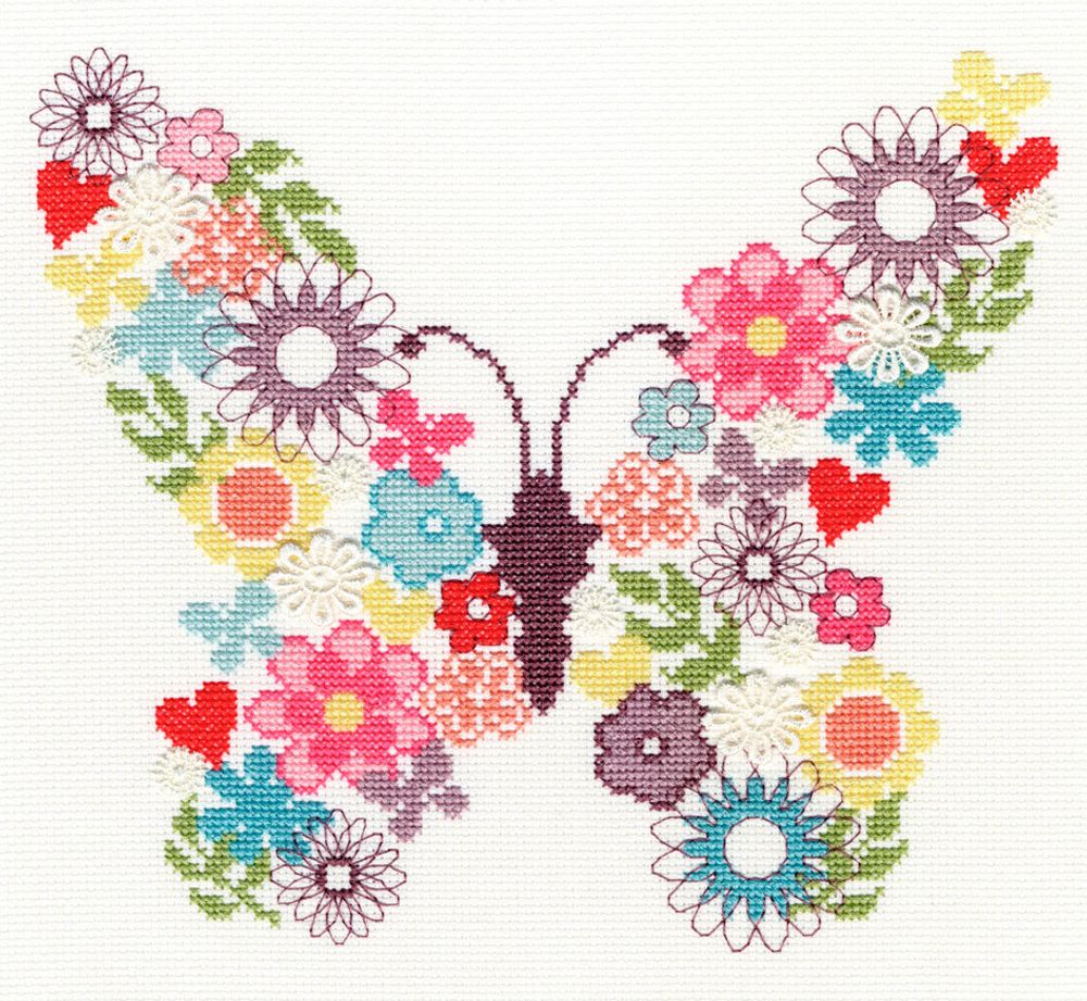 Bothy Threads, Butterfly Bouquet (Цветочная Бабочка), 25х23 см