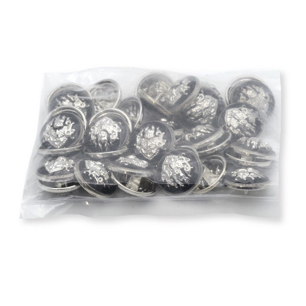 Пуговицы на ножке 28L (18мм), металл (Black/S черный с серебром), 36 шт, ME 645