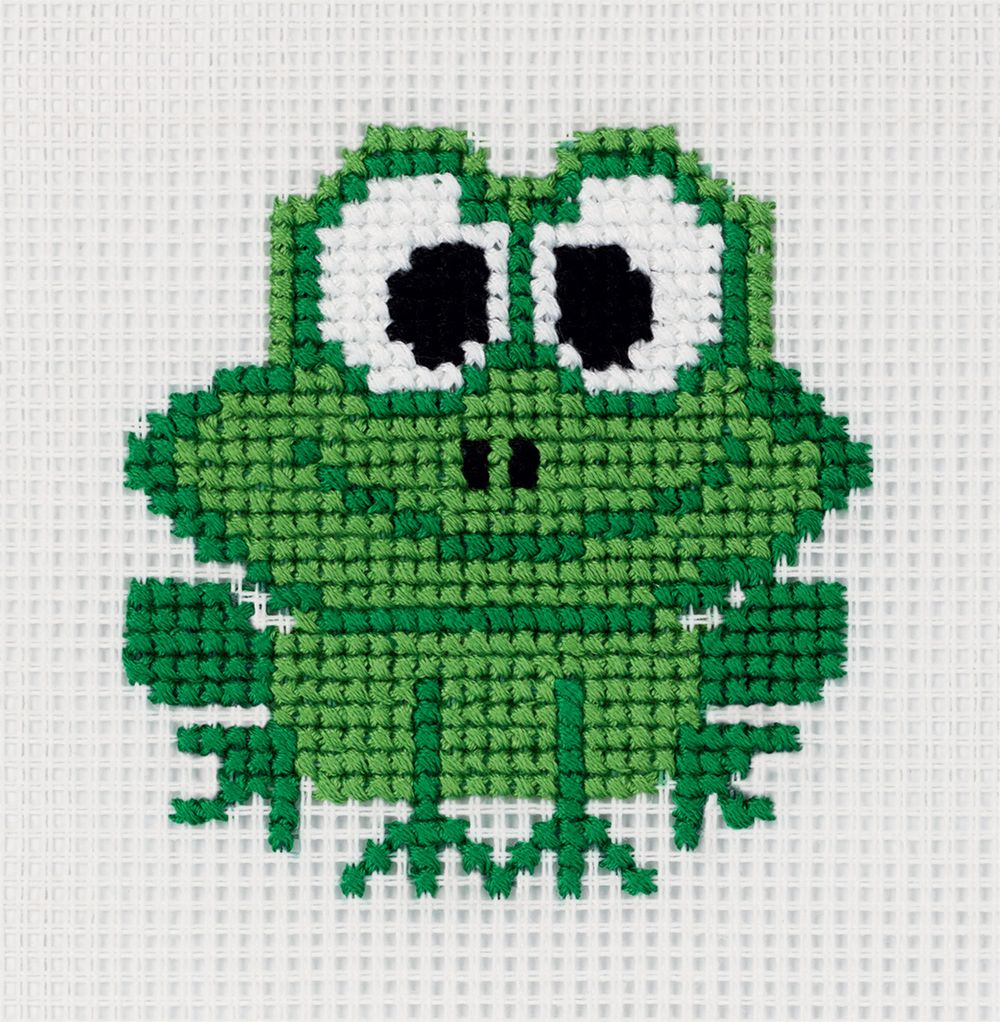 Набор для вышивания нитками Klart, Детские истории. Лягушка, 12х12 см