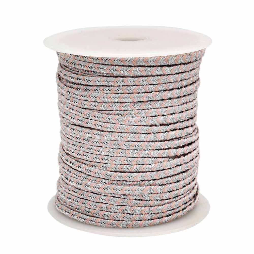 Шнур плетеный ⌀3.0 мм / 50 метров, косичка, 1 сер/розовый